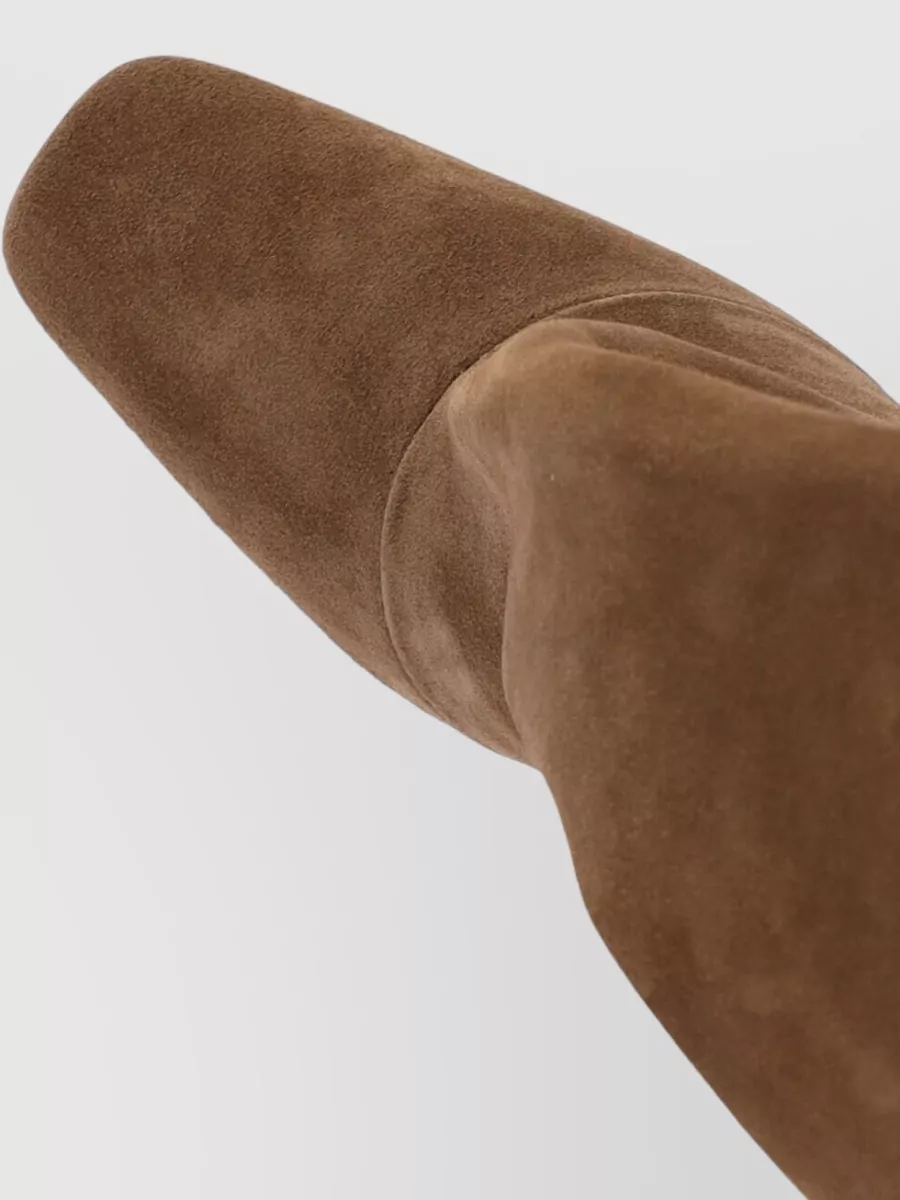 Coperni Square Toe Mid Calf Suede Block Heel Boots