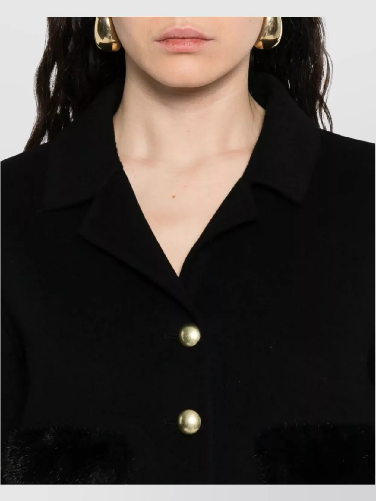 Ermanno Firenze Jacket With Faux Fur Pockets And Gold Buttons