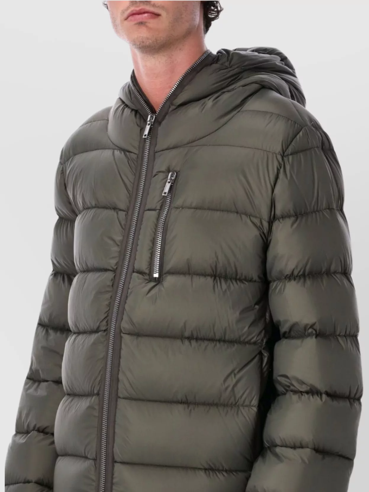 Rick Owens Hooded Quilted Jacket Chest Pocket