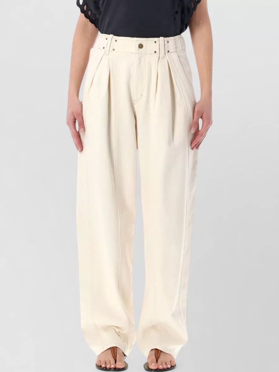 Isabel Marant Ireme Pleated Denim Wide Leg Trousers In Neutral