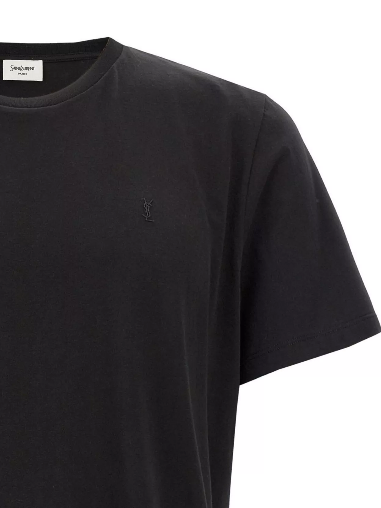 Shop Saint Laurent 'cassandre' Crew Neck Embroidered T-shirt In Black