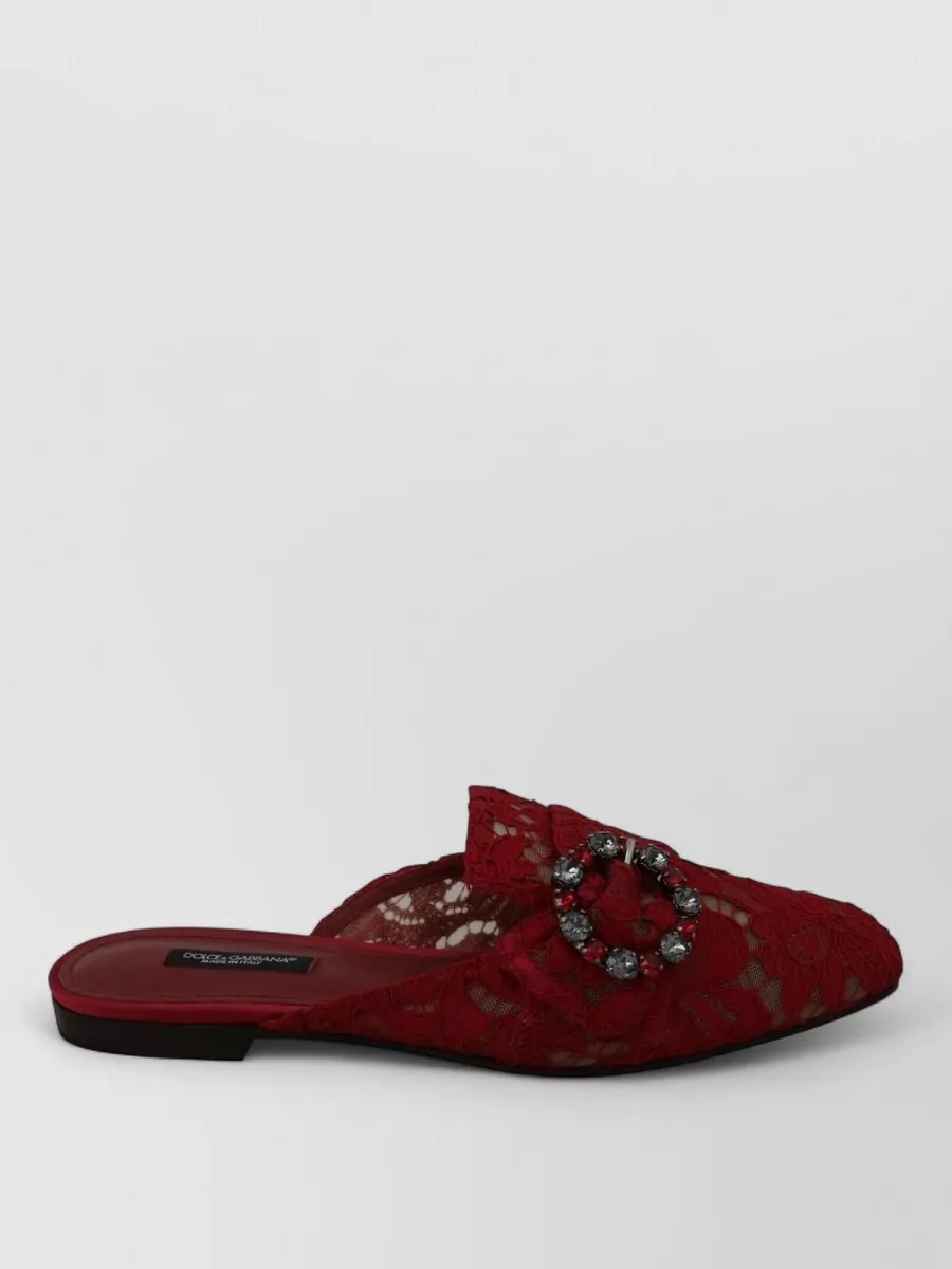 Dolce&Gabbana Crystal Embellished Lace Mules
