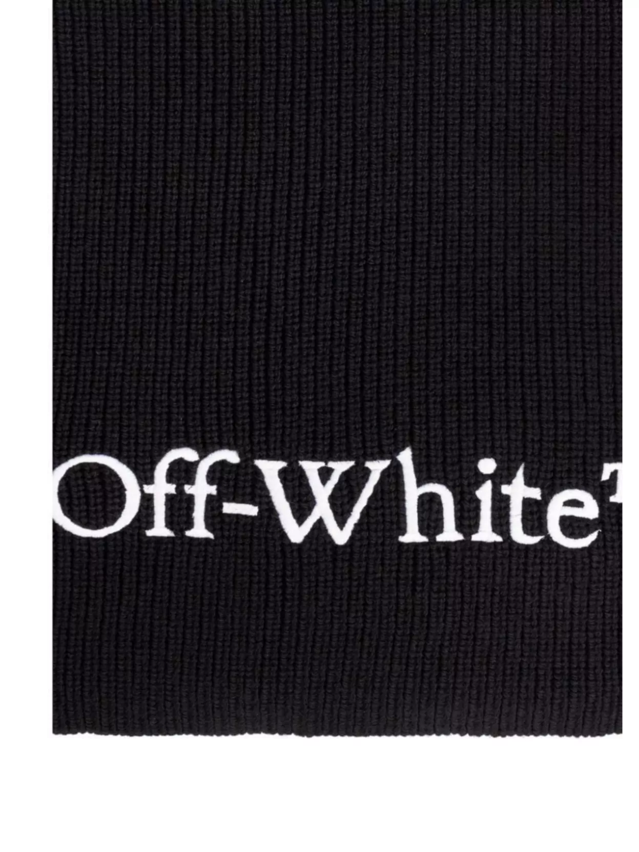 Off-White Logo Knit Scarf Ribbed Texture