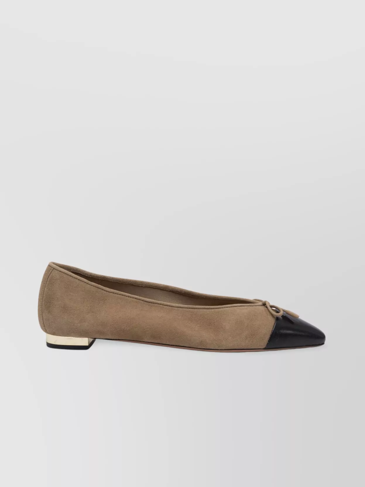 Aquazzura Suede Two-Tone Ballerina Shoes Bow Detail