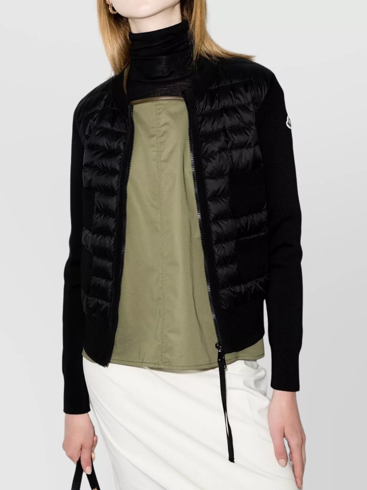 Moncler Wool Cardigan Padded Panels