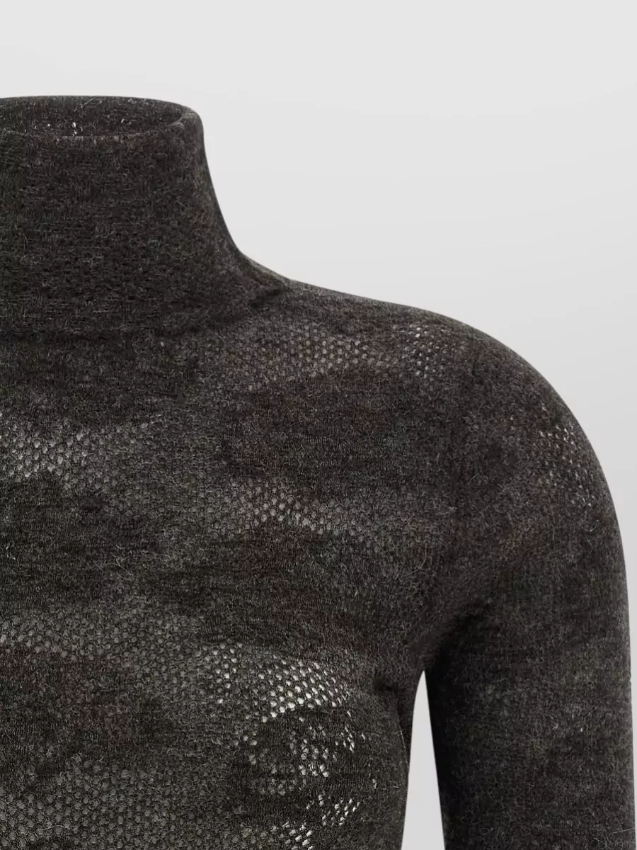 Brunello Cucinelli Silk Blend Openwork Turtleneck Short-Sleeve Sweater