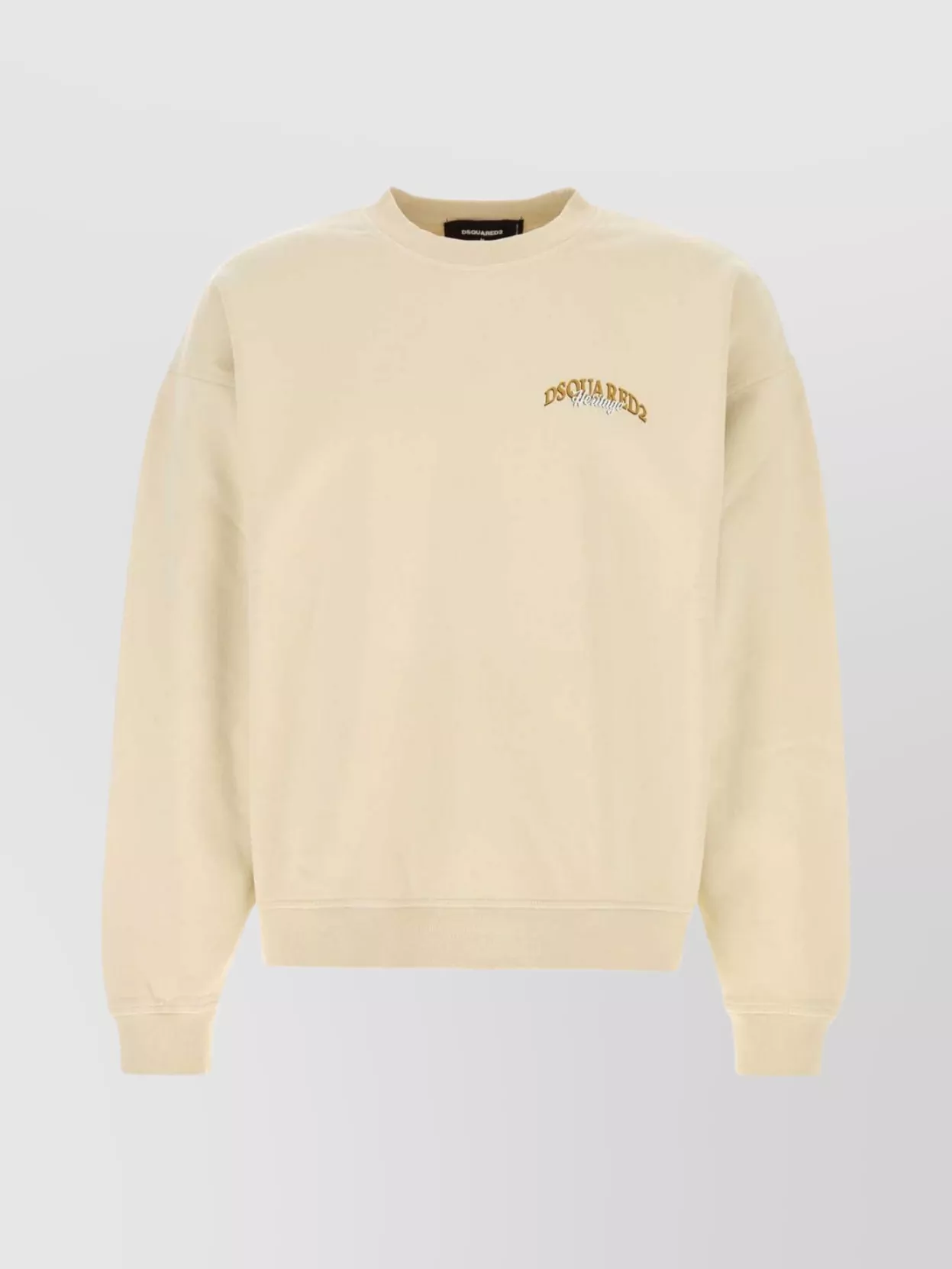 Dsquared2 Cotton Sweatshirt With Ribbed Cuffs And Hem In Neutral