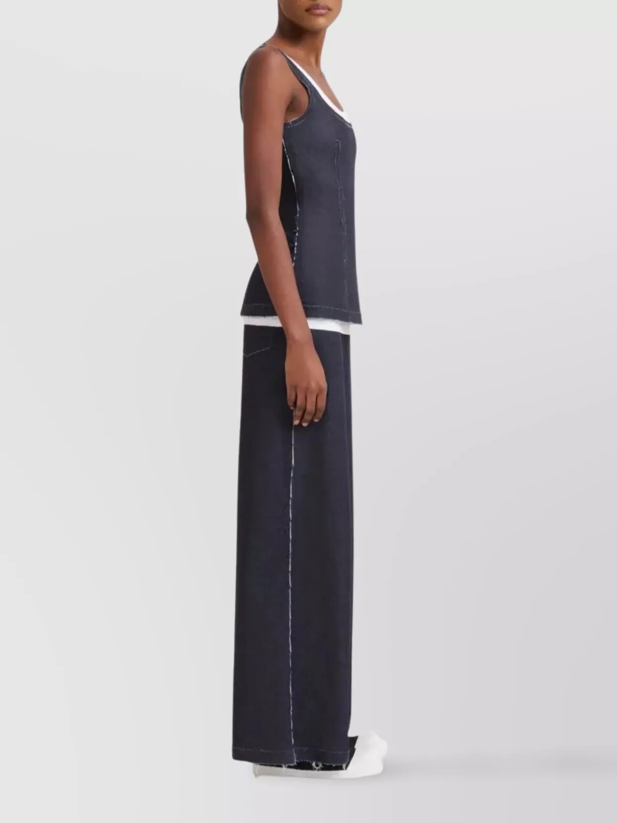 Marni Wide Leg Cotton Jeans With Raw Finish