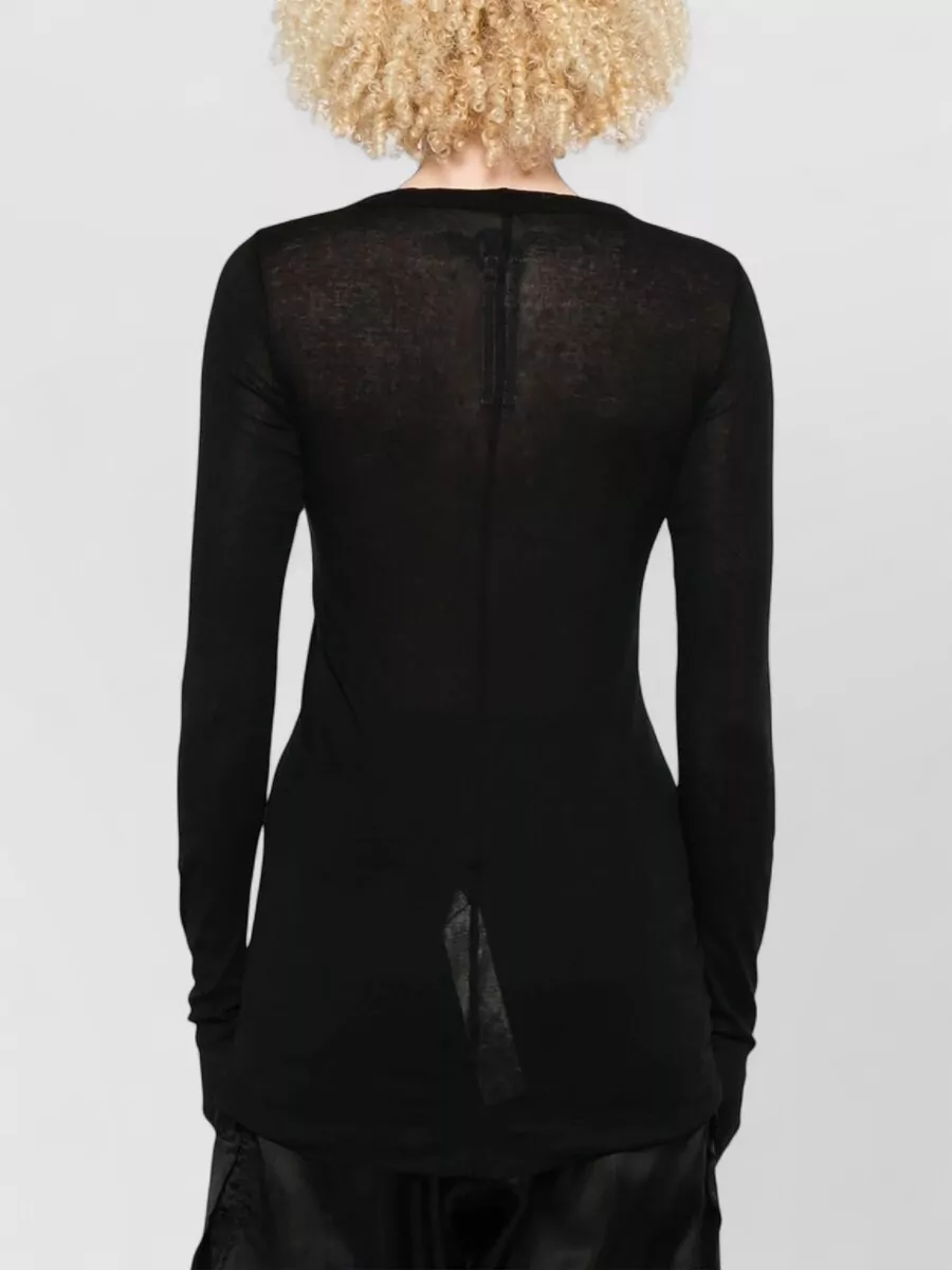 Rick Owens Long Sleeve Rib Top Sheer Detail
