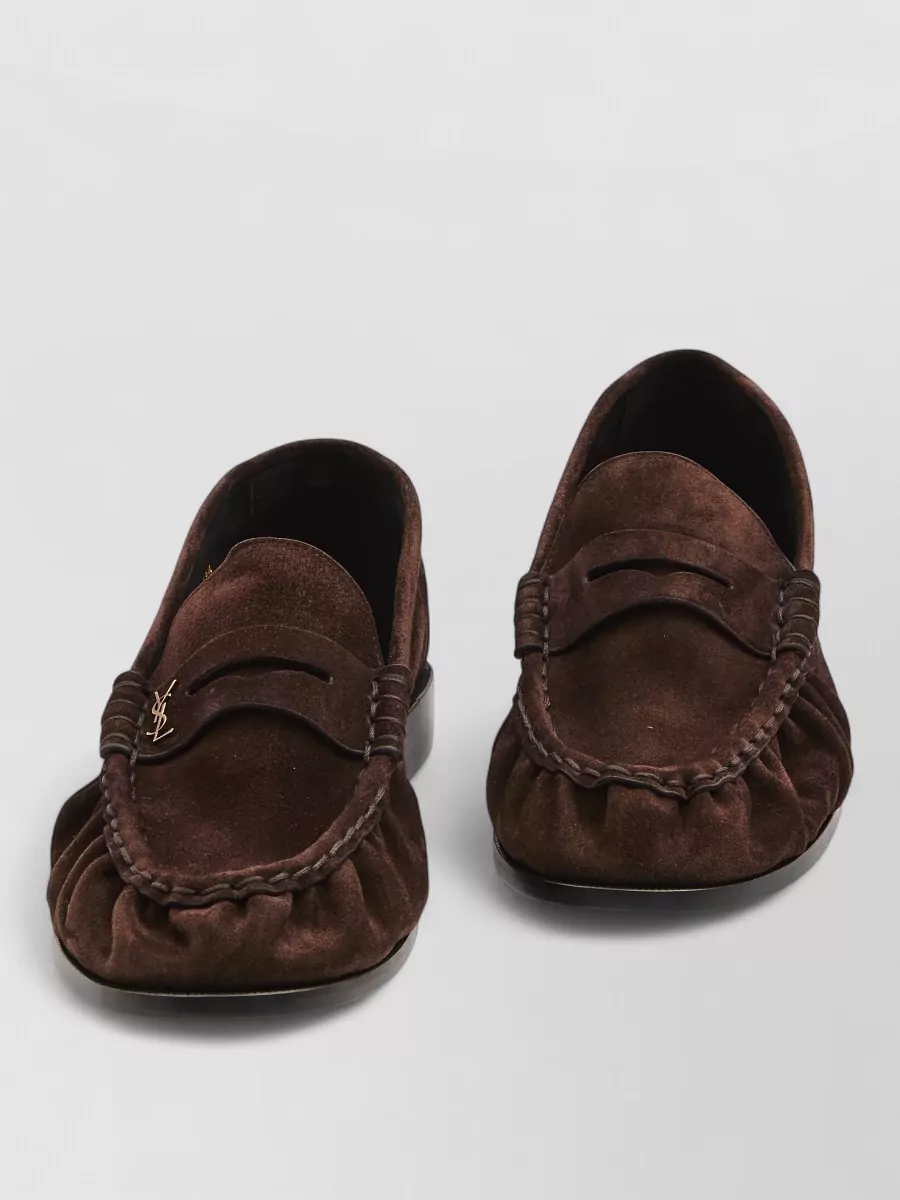 Saint Laurent Suede Loafer Round Toe Braided Detail
