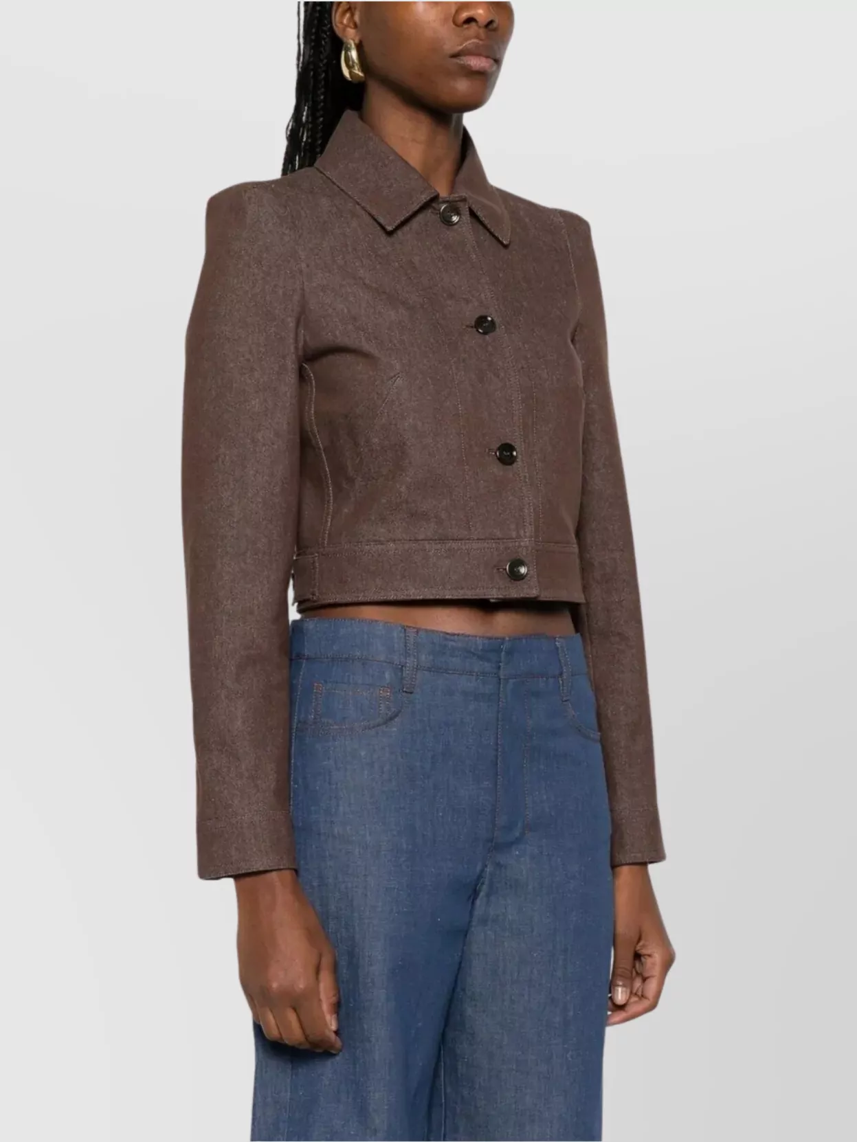 Max Mara Belted Jacket With Buttoned Cuffs And Epaulettes In Brown