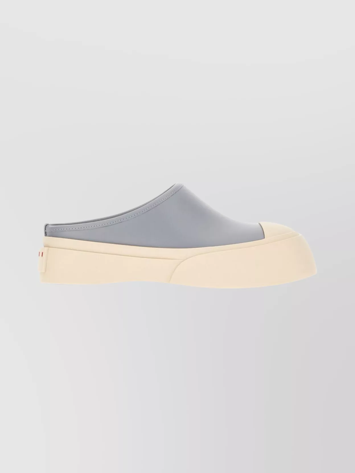 Marni Leather Round Toe Slippers With Rubber Sole In Gray