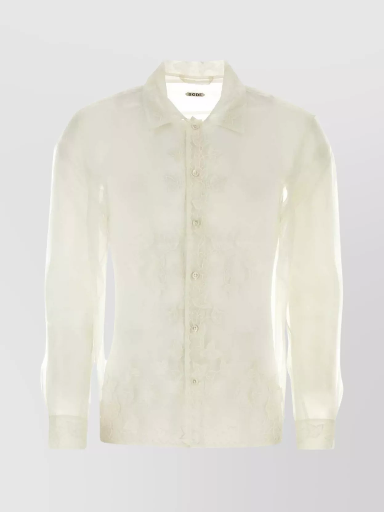 Shop Bode Silk Shirt With Embroidered Detailing And Sheer Fabric