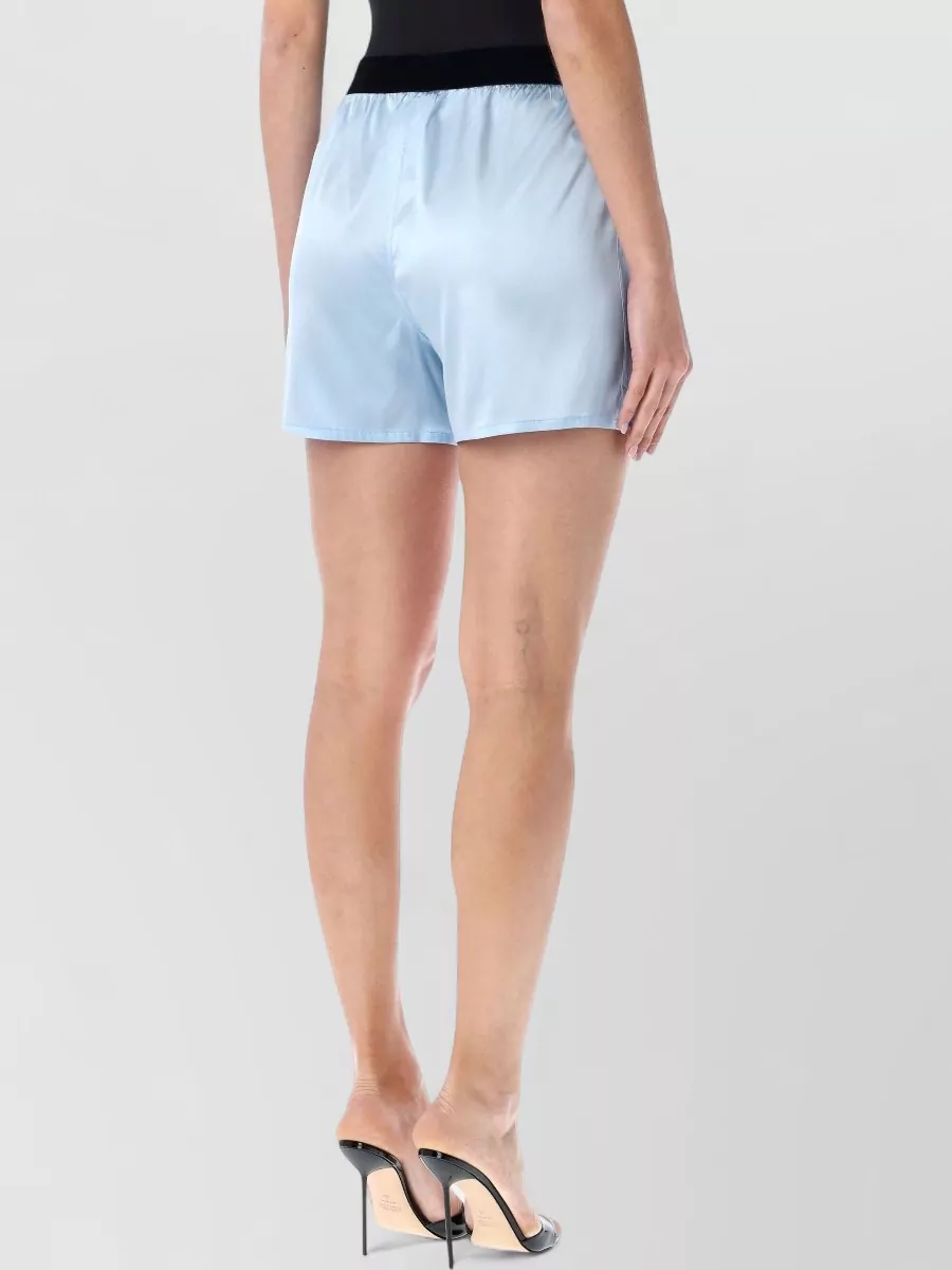 Tom Ford Stretch Silk Satin Relaxed Pj Shorts In Blue