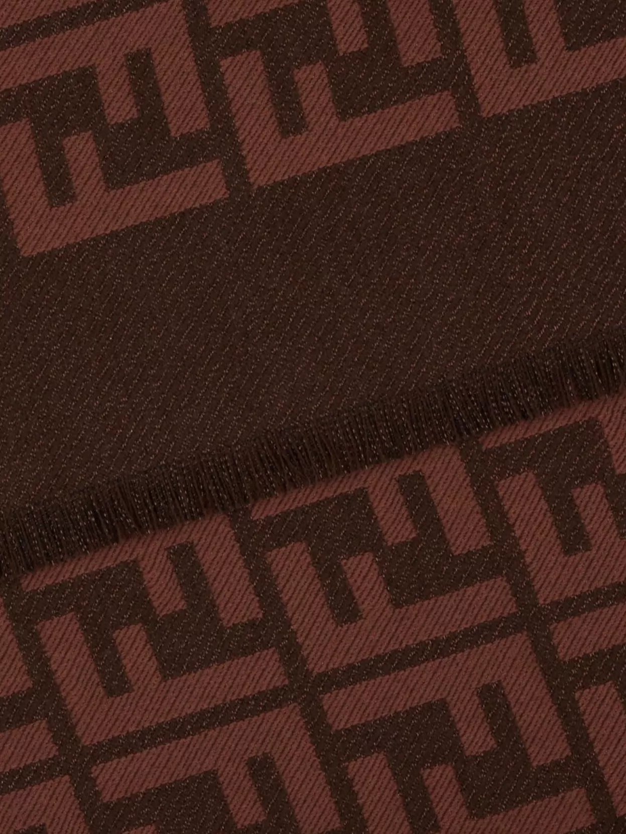 Fendi Embroidered Wool Blend Fringed Scarf