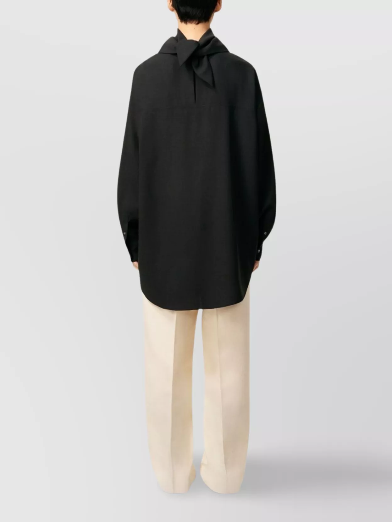 Ami Paris Draped High Neck Wool Blouse
