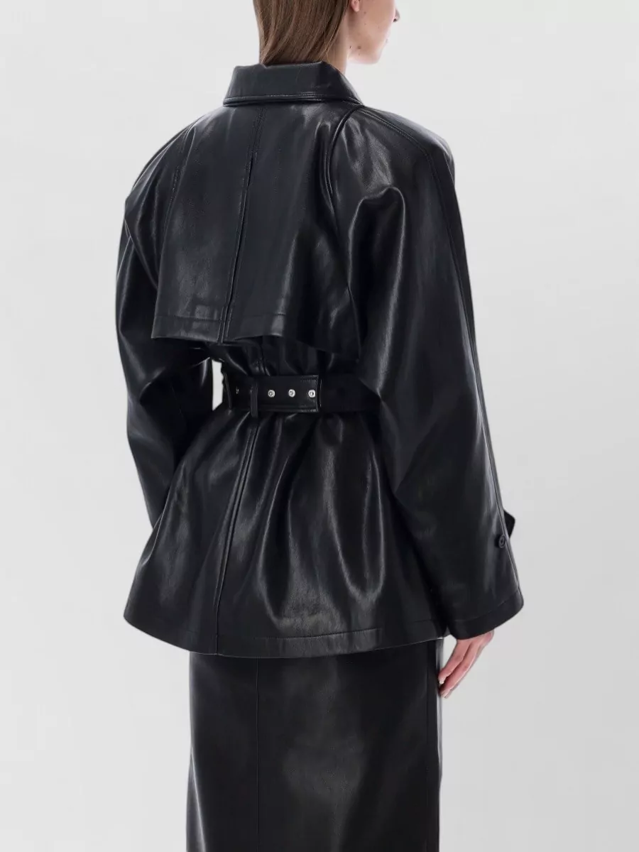 The Frankie Shop Faux Leather Padded Belted Utility Jacket