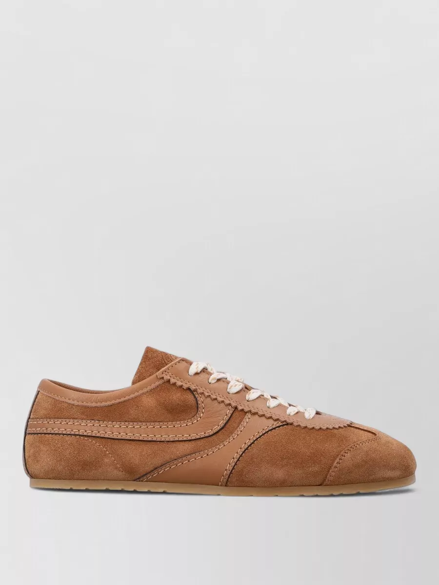 Dries Van Noten Suede Sneaker Round Toe Contrast Stitching