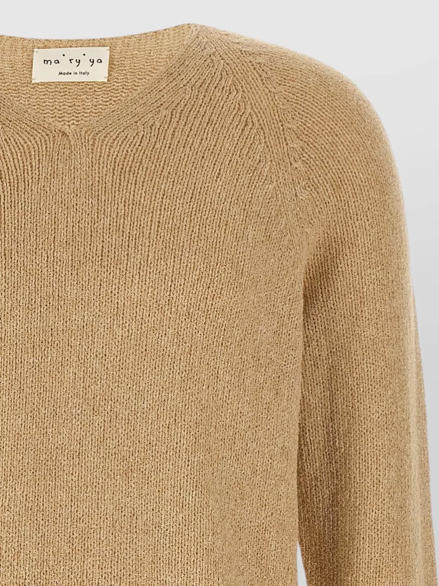 Ma'ry'ya Bouclé V-Neck Long-Sleeve Jumper