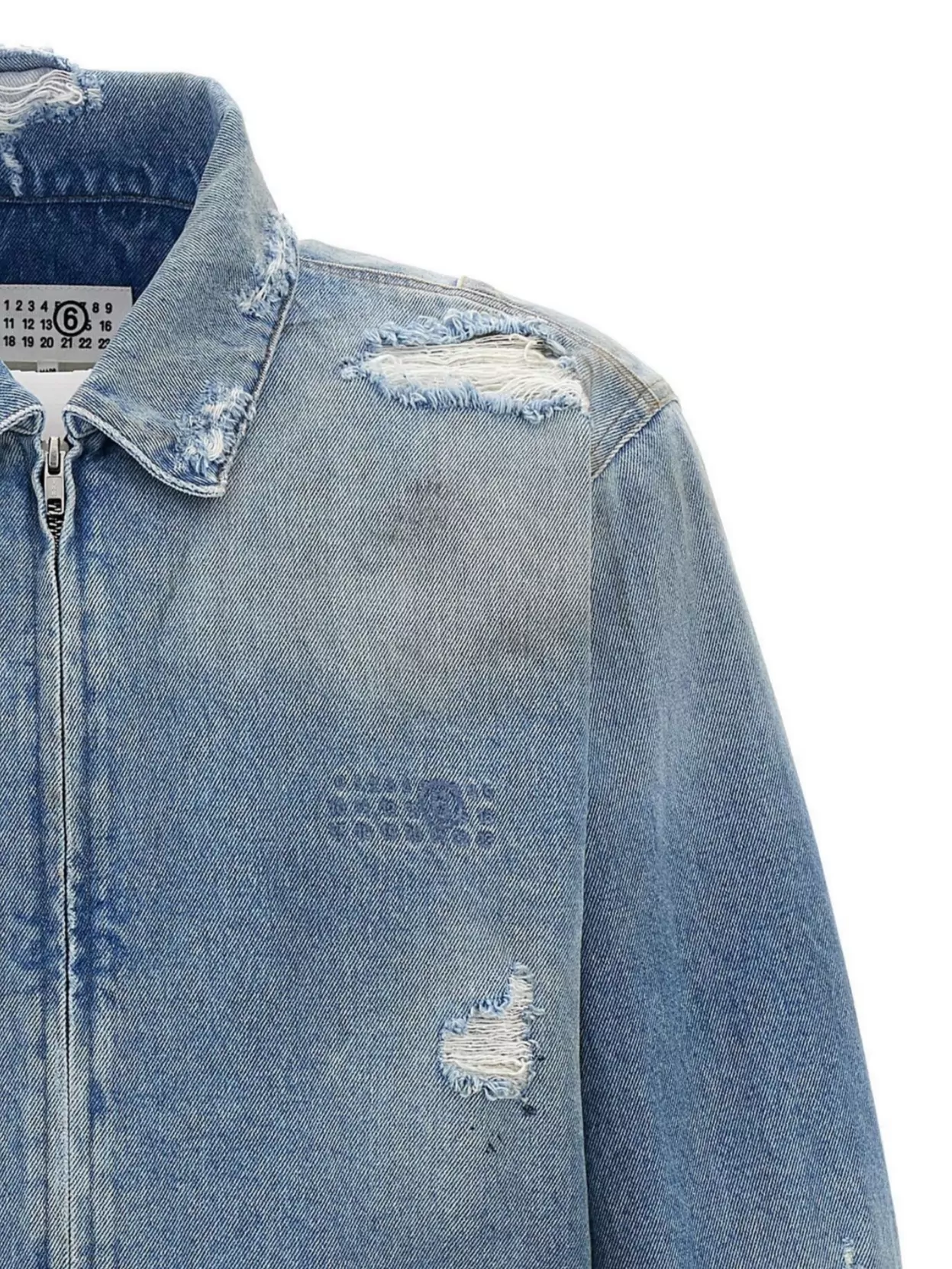 Mm6 Maison Margiela Denim Jacket Distressed Point Collar