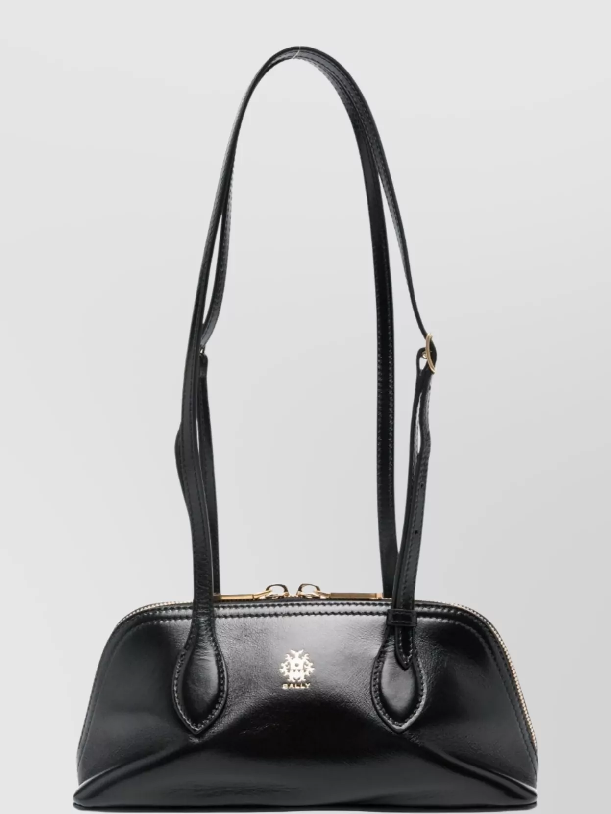 Bally Leather Shoulder Bag Adjustable Strap In Black