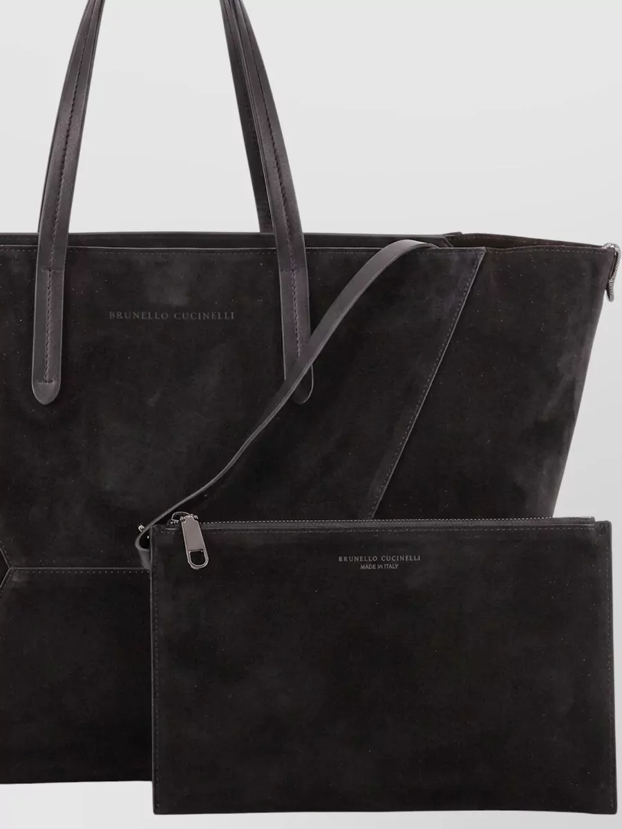 Brunello Cucinelli Monili Suede Leather Tote Bag