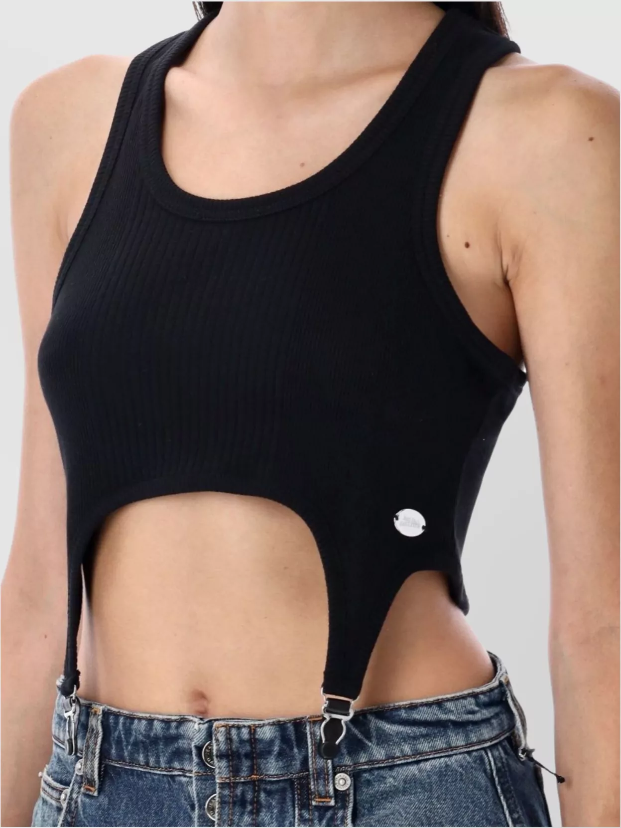 Jean Paul Gaultier Ribbed Cotton Lingerie Garter Top
