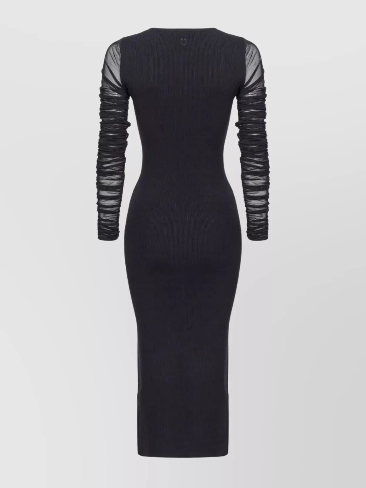 Pinko V-neckline Fitted Silhouette Midi Length Sheer Ruched In Black
