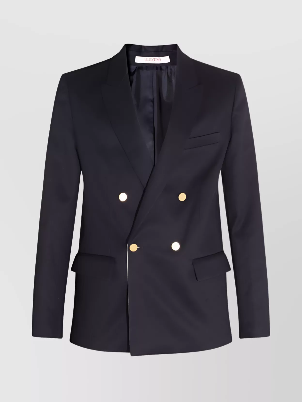 Shop Valentino Sharp Peak Lapel Double-breasted Jacket In Black