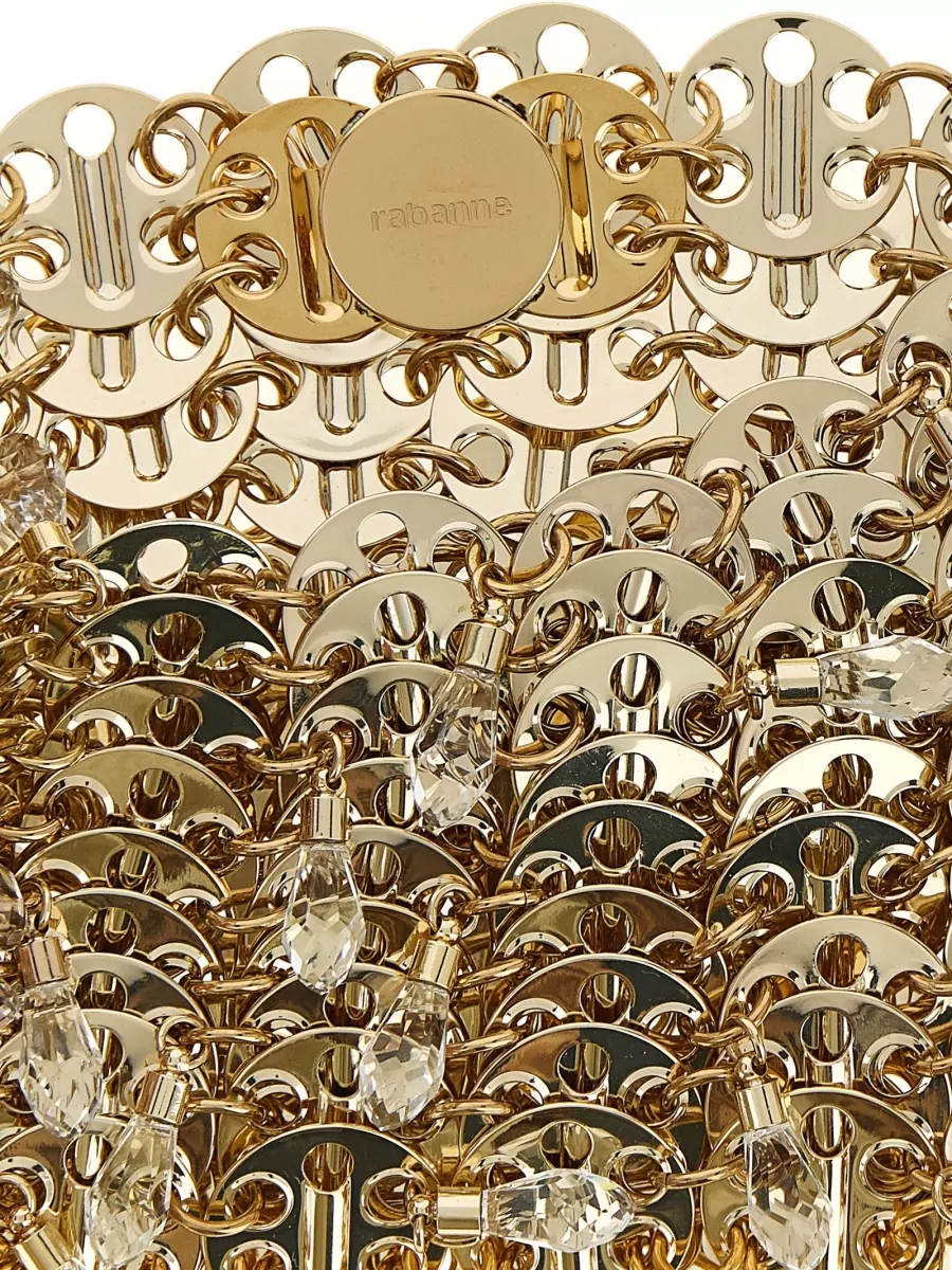 Rabanne 1969 Nano Crystal Shoulder Chain Bag In Gold