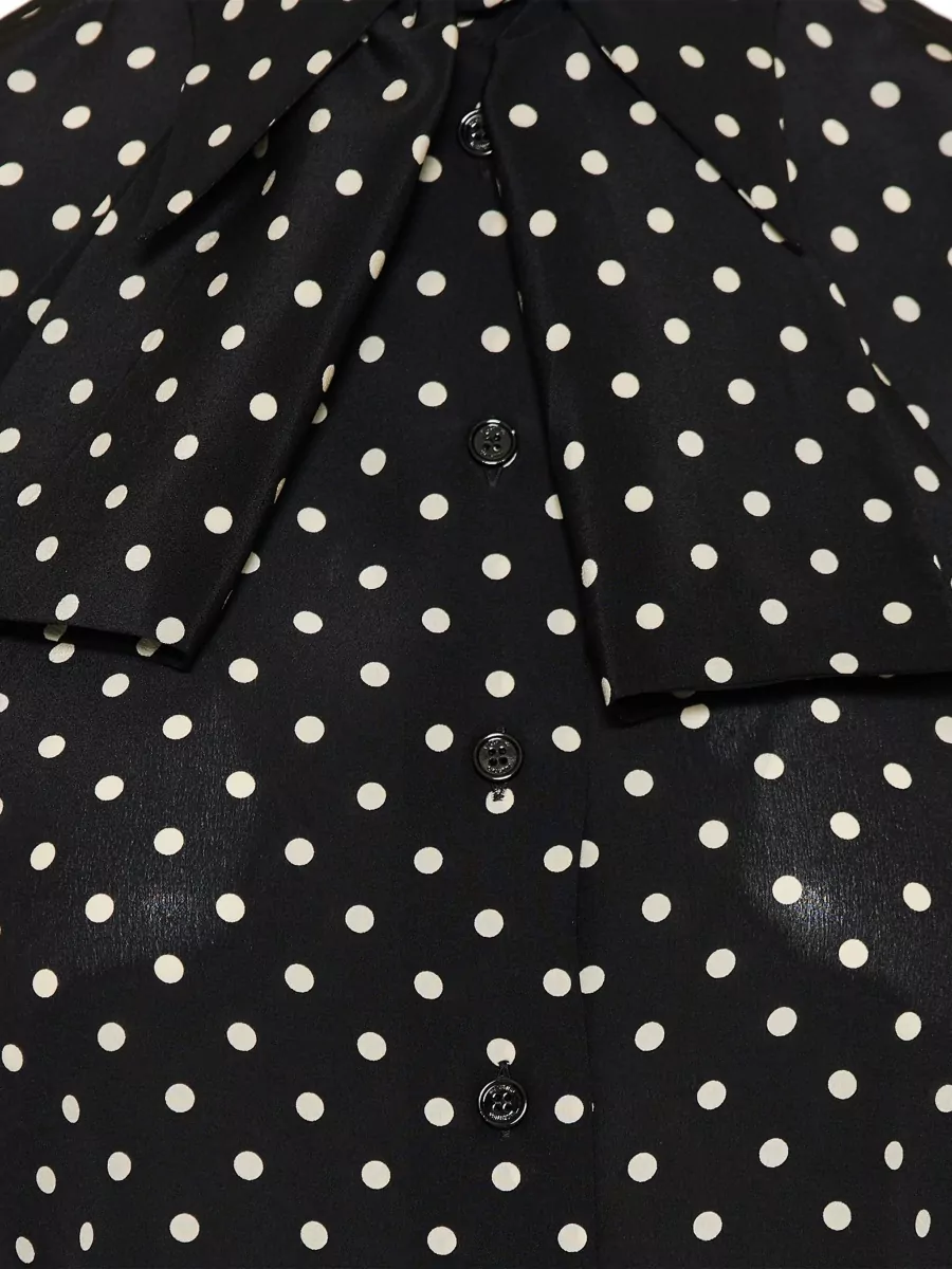 Valentino Long Sleeve Shirt Collar Bow Polka Dots