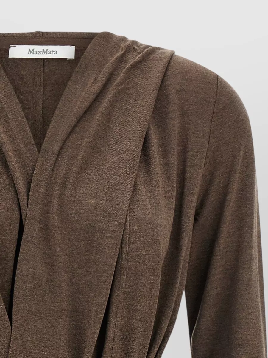 Max Mara Silk Blend Belted Long Sleeve Cardigan