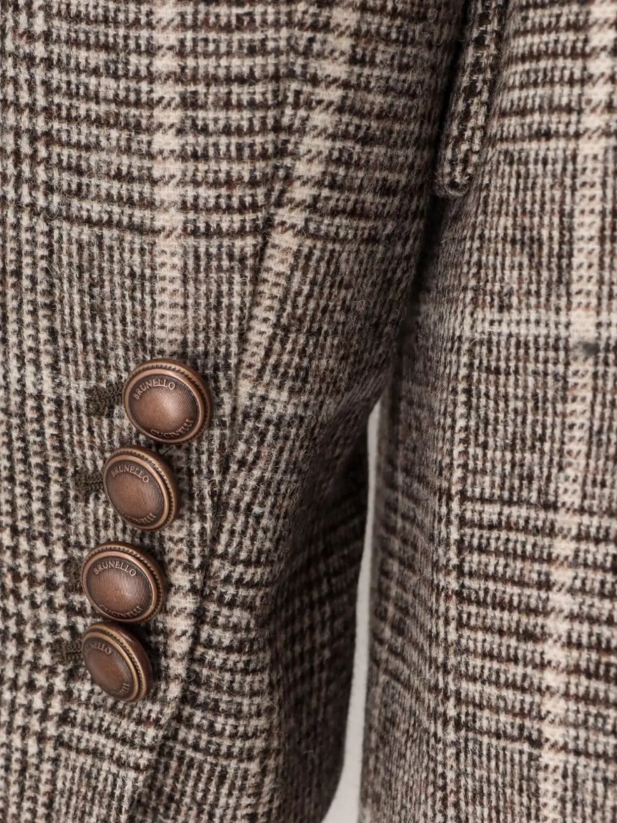 Brunello Cucinelli Double-Breasted Checkered Blazer Lapel Design