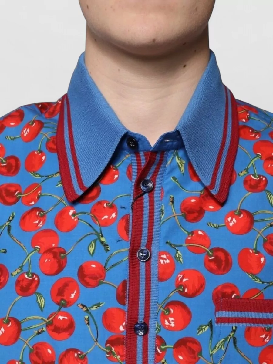 Dolce&Gabbana Cotton Cherry-Print Short-Sleeve Polo Shirt