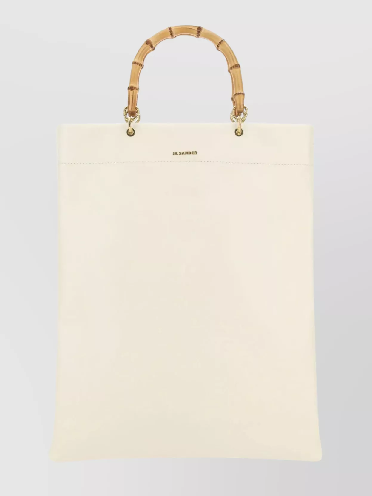 Shop Jil Sander Medium Pebble Leather Tote With Bamboo Handles In White
