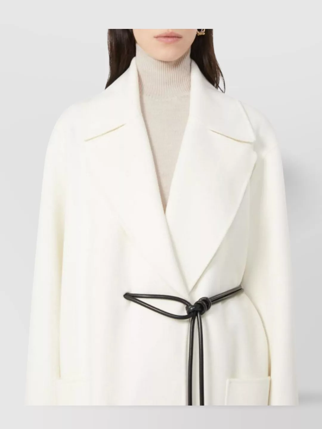 Sportmax Asymmetrical Wool Wrap Coat Pockets