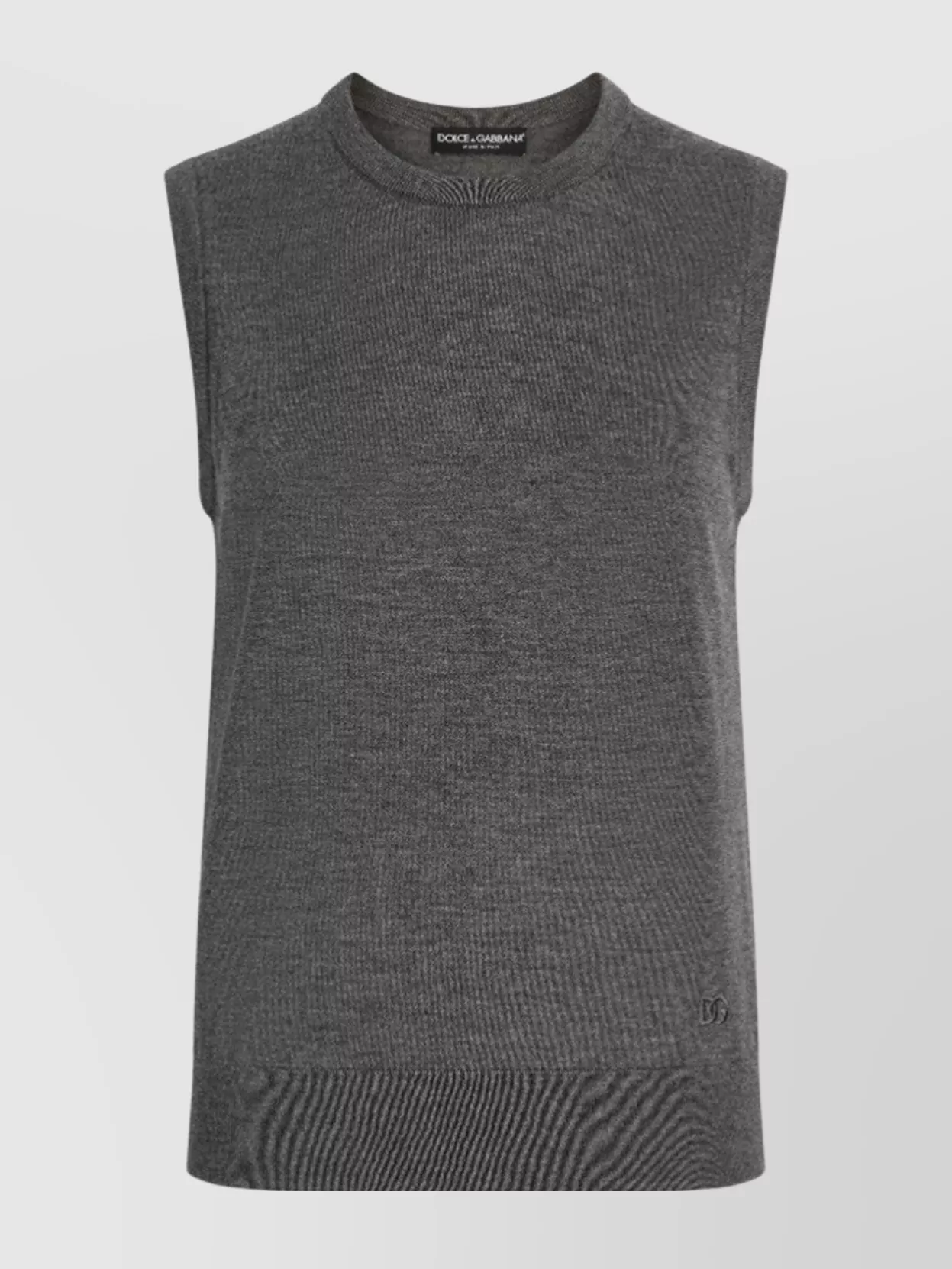 Dolce & Gabbana Cashmere Sleeveless Top Ribbed Hem In Gray