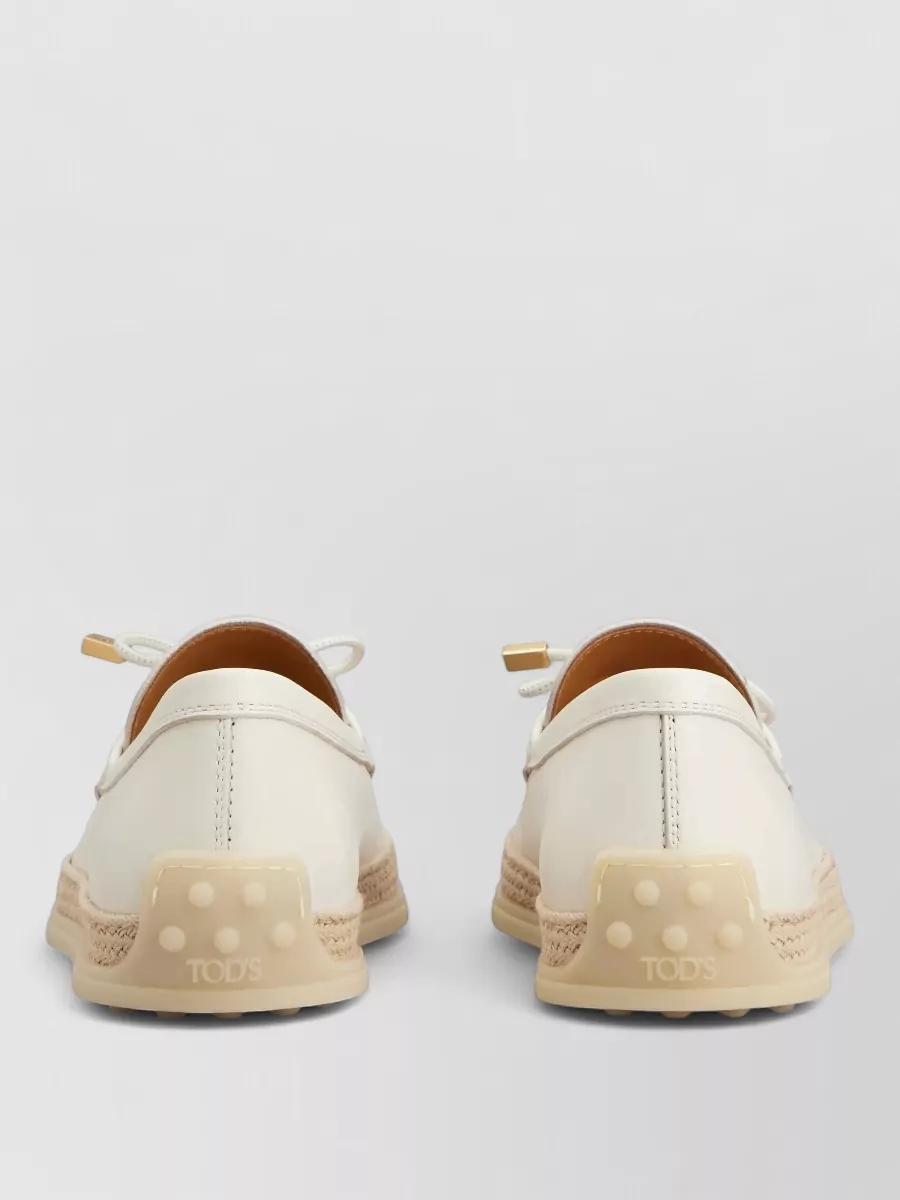 Tod's Raffia Trim Leather Loafers