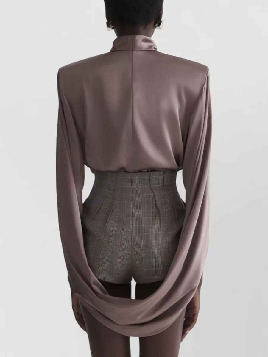 Mugler High Neck Top Belted Waist Draped
