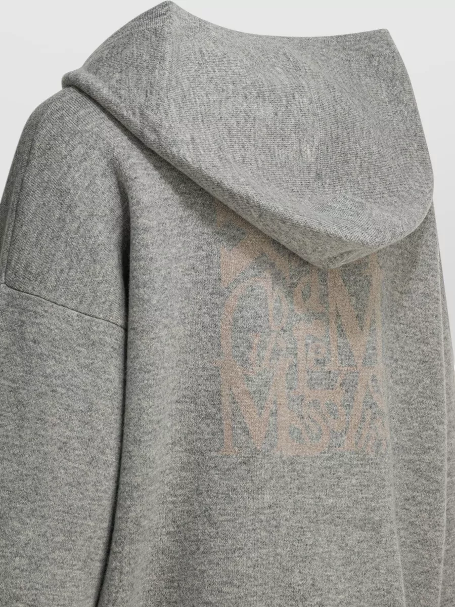 S Max Mara Hooded Knit Top Long Sleeves Ribbed Trims