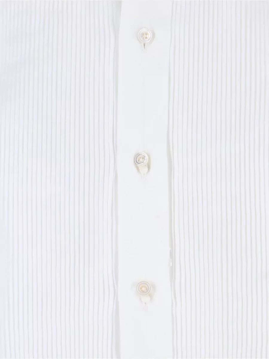 Tom Ford Straight Collar Long Sleeve Shirt Pleated Detail