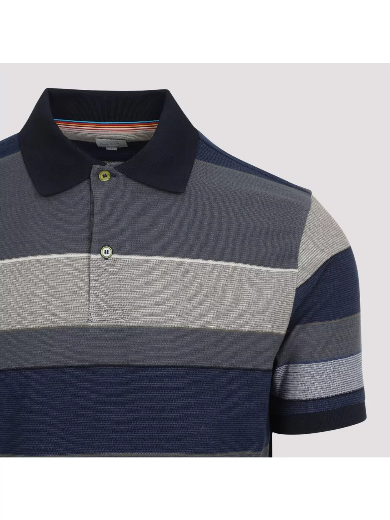 Shop Paul Smith Striped Collar Polo Shirt With Short Sleeves In Blue