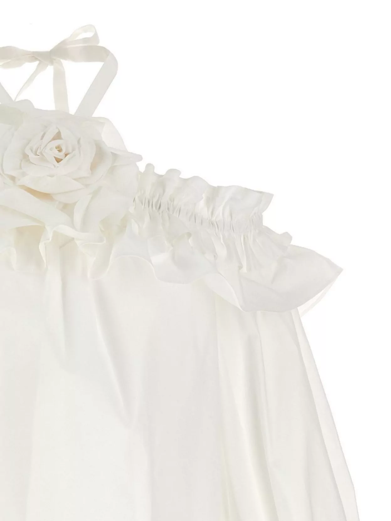 Carolina Herrera Halterneck Ruffled Top Floral Embellishment