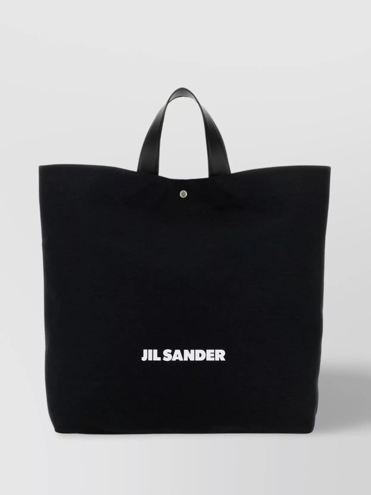 Shop Jil Sander Canvas Shopper Bag With Leather Handles In Black