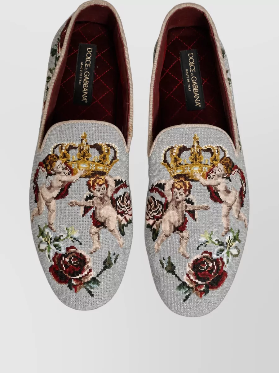 Dolce&Gabbana Leather Embroidered Loafers