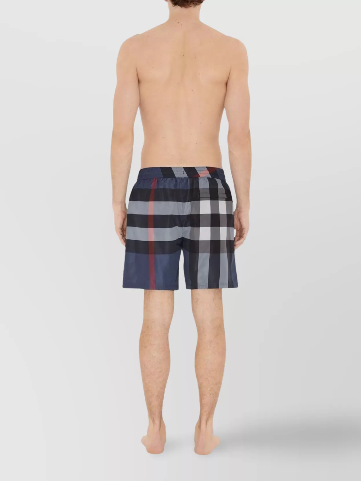 Burberry Check Pattern Swim Boxer With Back Zip Pocket