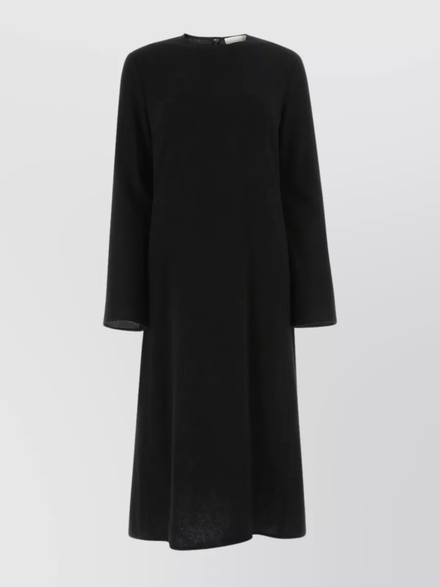 Shop Chloé Flared Sleeve Dress In Wool And Cashmere In Black
