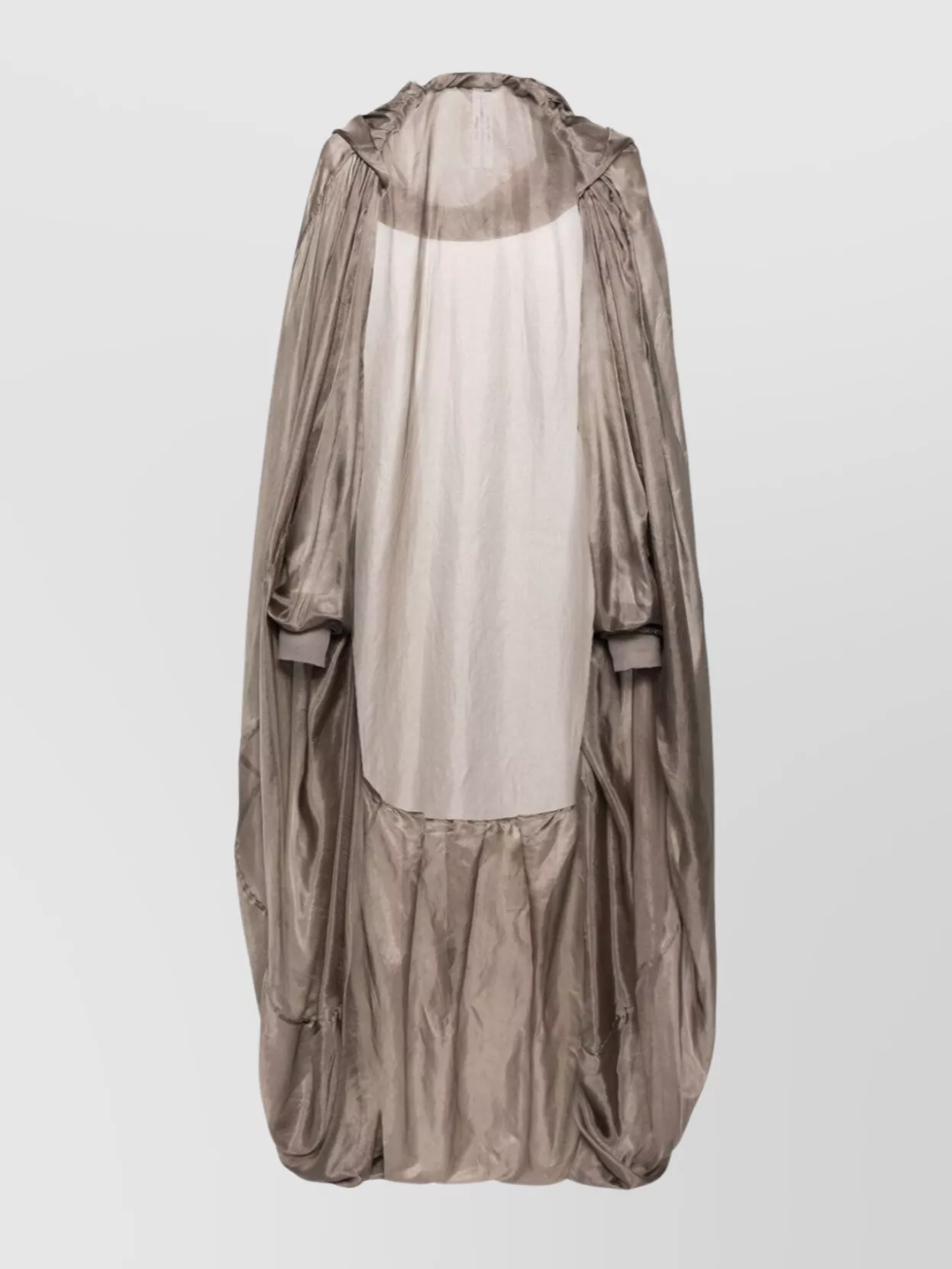 Rick Owens Draped Silk Hooded Coat Floor-Length