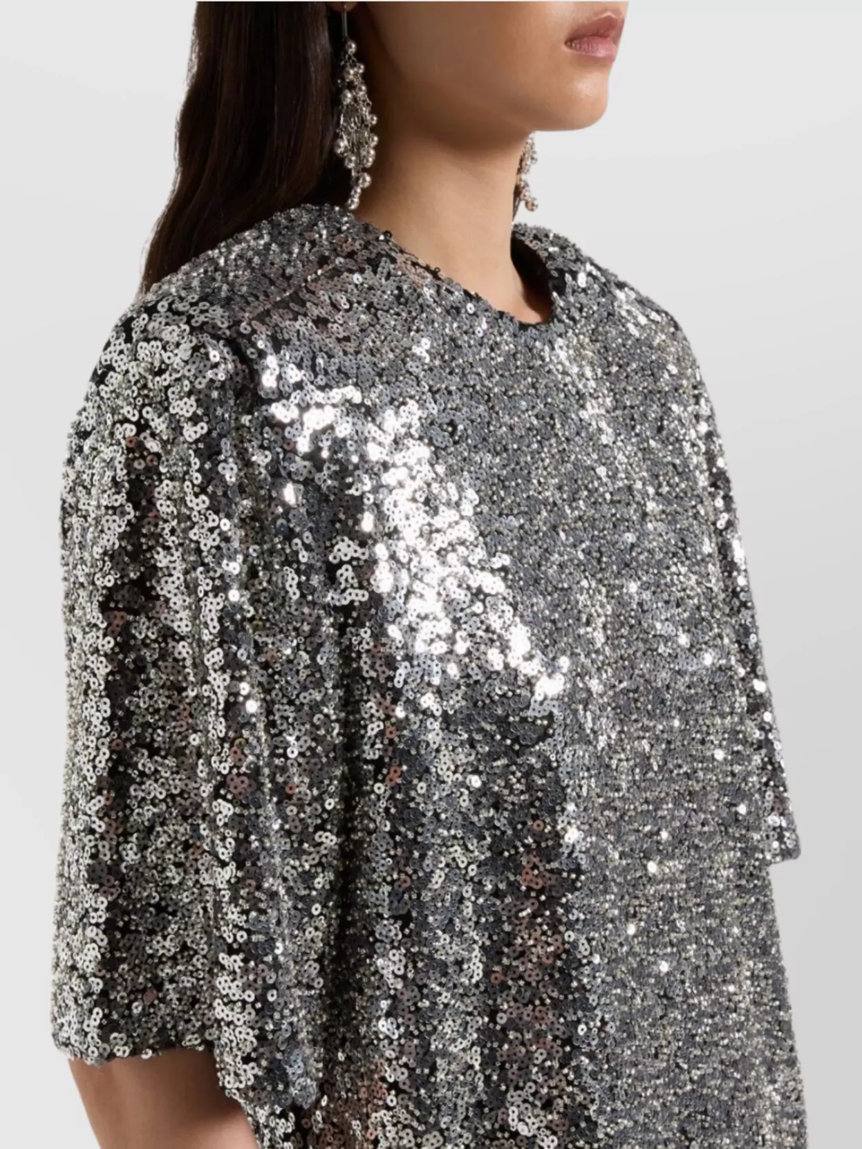 Isabel Marant Padded Shoulder Strap Sequin Top In Gray