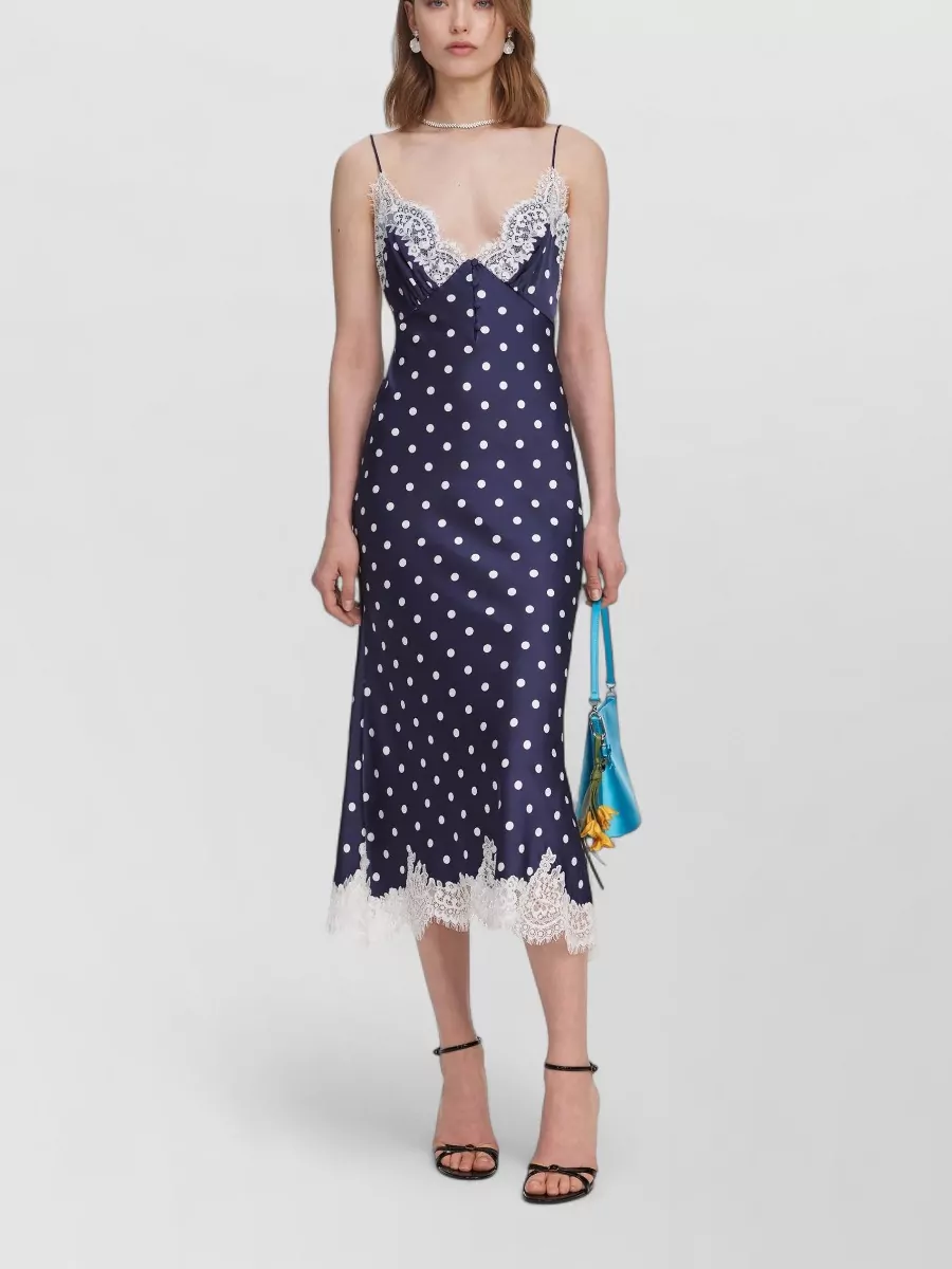 Self-Portrait Polka Dot Spaghetti Strap Midi Dress